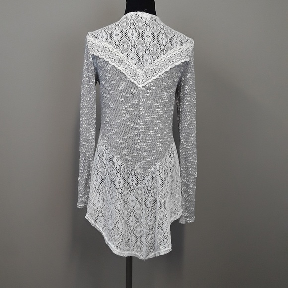 BLUE planet lace open front cardigan size Medium - Picture 4 of 8